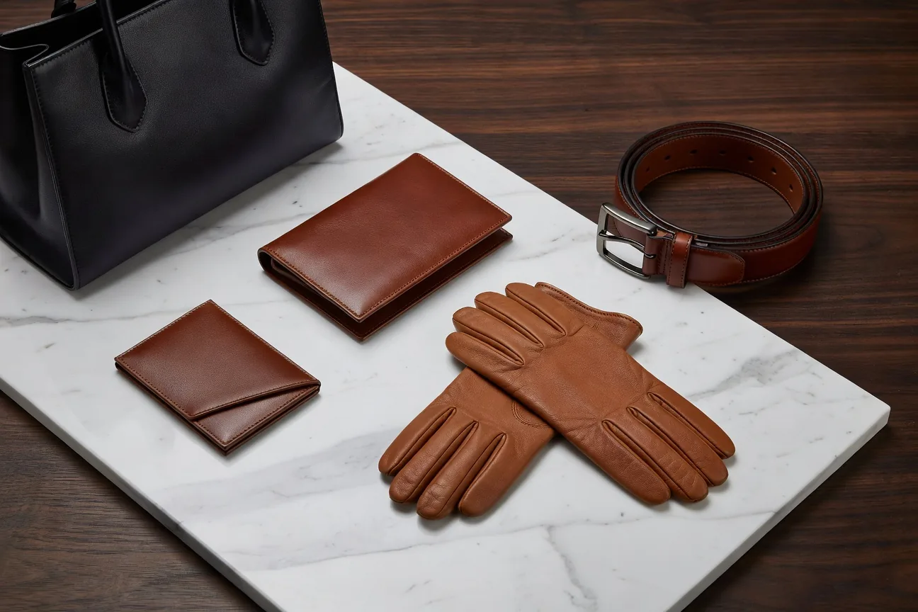 ResonantOceanFlow leather goods flatlay collection